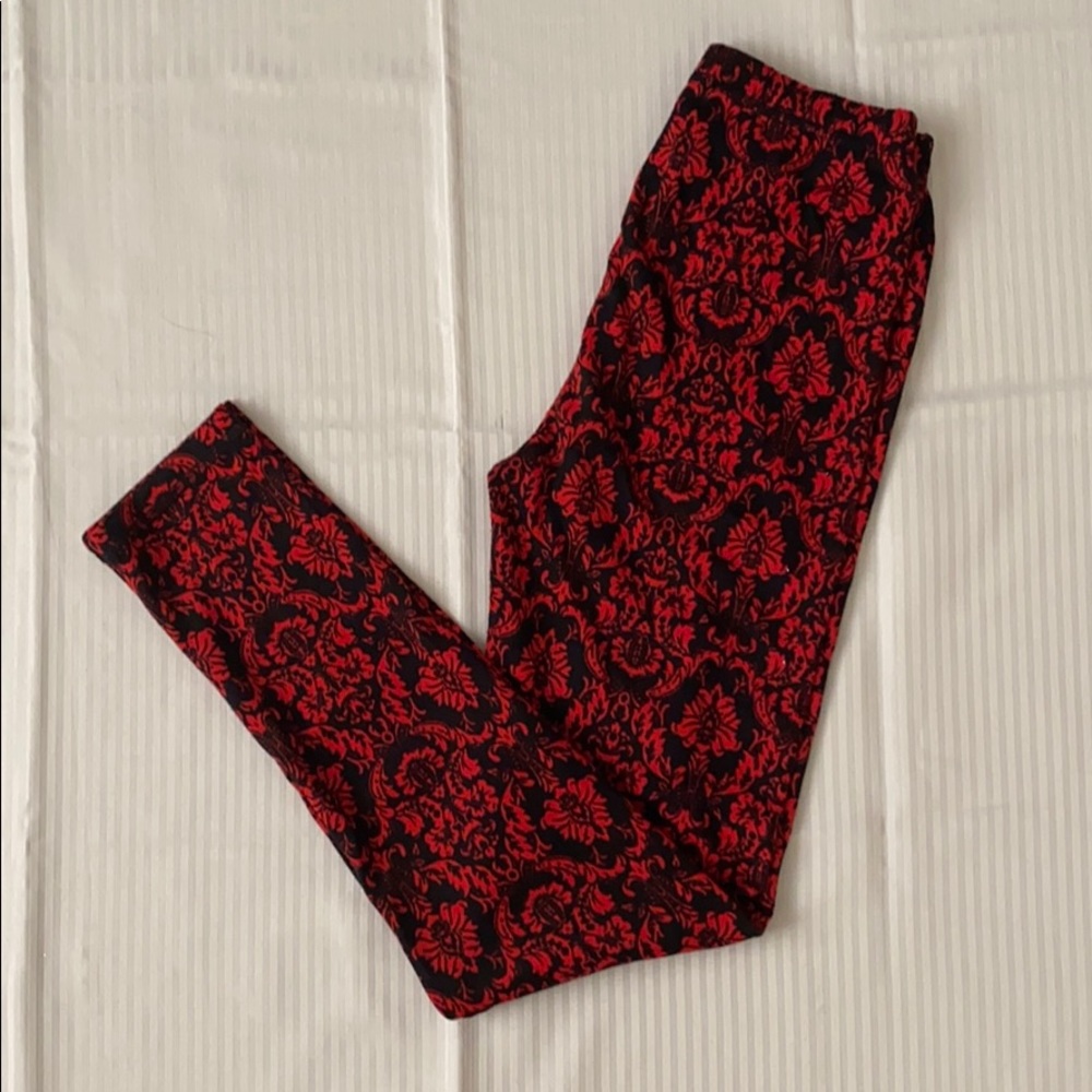 Freckles black/red Victorian pattern legging S